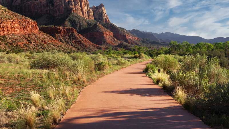 the paved path of the Pa'rus Trail (Zion National Park)